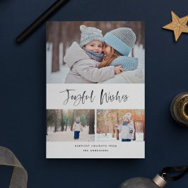Joyful Wishesブラシモダンスクリプトフォトクリスマス シーズンカード