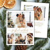 Joyful Wishes金ゴールドスクリプト4 Photo Christmas Card