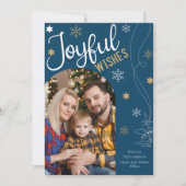 Joyful Wishes モダン Christmas 5フォトコラージュ シーズンカード (正面)
