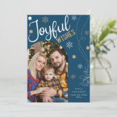 Joyful Wishes モダン Christmas 5フォトコラージュ シーズンカード (スタンド正面)