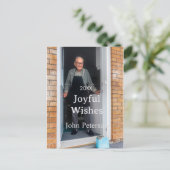 Joyful wishes add name photo man holidays year sim シーズンポストカード (スタンド正面)