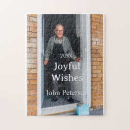 Joyful wishes add name photo man holidays year sim ジグソーパズル