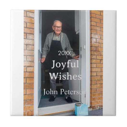 Joyful wishes add name photo man holidays year sim タイル (正面)