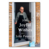 Joyful wishes add name photo man holidays year sim テーブルナンバー (裏面)