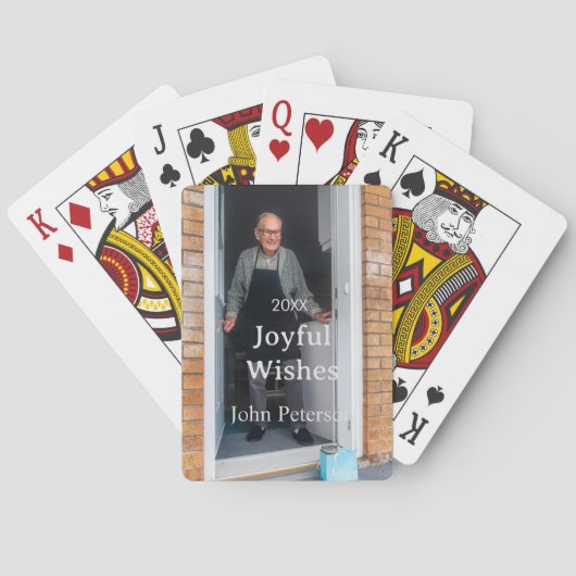 Joyful wishes add name photo man holidays year sim トランプ (裏面)