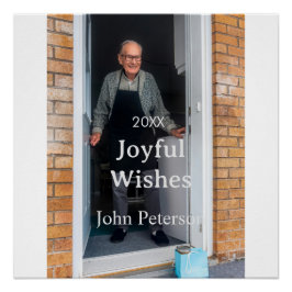 Joyful wishes add name photo man holidays year sim ポスター