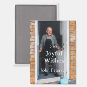 Joyful wishes add name photo man holidays year sim マグネット (正面/裏面)