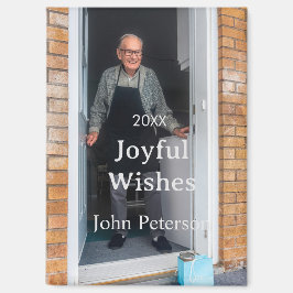 Joyful wishes add name photo man holidays year sim マグネット