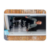 Joyful wishes add name photo man holidays year sim マグネット (横)