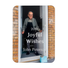 Joyful wishes add name photo man holidays year sim マグネット
