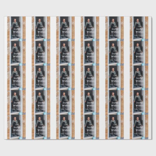 Joyful wishes add name photo man holidays year sim ラッピングペーパー (フラット)