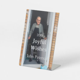 Joyful wishes add name photo man holidays year sim 台座サイン