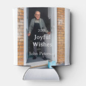 Joyful wishes add name photo man holidays year sim 缶クーラー (裏面)