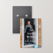 Joyful wishes add name photo man holidays year sim 缶バッジ (正面/裏面)