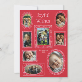 Joyful Wishes Red Doodle Photo Frame Collage シーズンカード