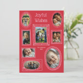 Joyful Wishes Red Doodle Photo Frame Collage シーズンカード (スタンド正面)