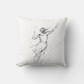 Joyful Woman in Motion Abstract Sketch クッション (正面)