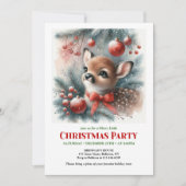 Joyful woodland deer Christmas kids invite printab 招待状 (正面)