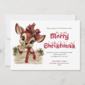 Joyful Xmas peeking baby reindeer winter card シーズンカード (正面)