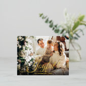 Joyful, Your Photo, Name & Message金ゴールド 箔シーズンポストカード (立ち正面)