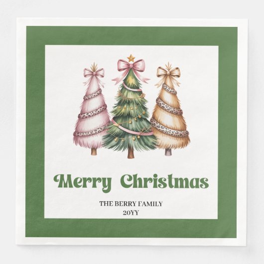 Joyfuls Christmas Tree Leopard Print Dinner Napkin (正面)