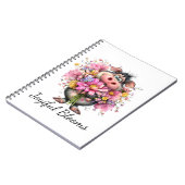 Joyiful Blooms: Cute Pig & Floral Spiral Notebook ノートブック (左側)
