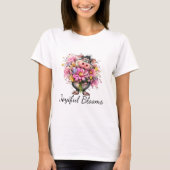Joyiful Blooms Cute Pig Floral T-Shirt Tシャツ (正面)