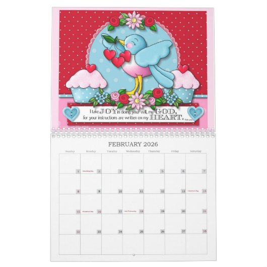 "Joyous Blessings & Inspiration" 2026 Calendar カレンダー (2月 2026)