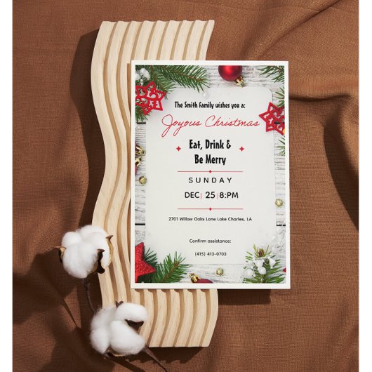 Joyous Christmas Minimalist Invitation | Modern  招待状