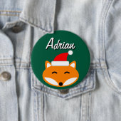 Joyous Christmas party buttons with cute Santa fox 缶バッジ (インサイチュ)