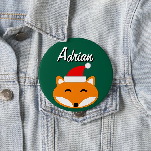 Joyous Christmas party buttons with cute Santa fox 缶バッジ (インサイチュ)