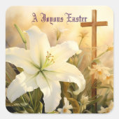 Joyous Easter Cross Sticker スクエアシール (正面)