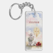 Joyous Pascha Lamb, Red Eggs and Cross キーホルダー (正面左)
