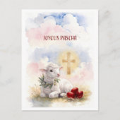 Joyous Pascha Lamb, Red Eggs and Cross ポストカード (正面)