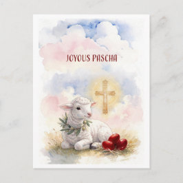 Joyous Pascha Lamb, Red Eggs and Cross ポストカード
