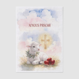 Joyous Pascha Lamb, Red Eggs and Cross 薄葉紙