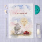 Joyous Pascha Lamb, Red Eggs and Cross 薄葉紙 (クラフト)