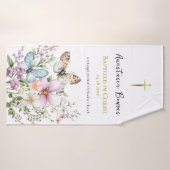 Joyous Pastel Flowers & Butterfly Baptism Gift  バスタオル (バスタオル)