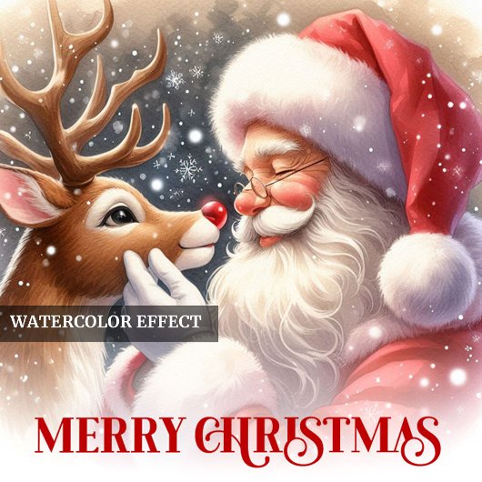 Joyous Personalized Santa and Rudolph Christmas  スクエアシール