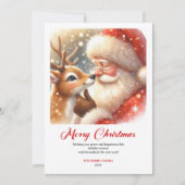 Joyous Santa And Rudolph Classic Holiday Greeting シーズンカード (正面)