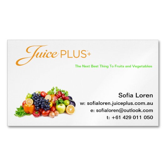 JP+ 磁石のデザート用深皿のオレンジロゴ(カスタマイズ) マグネット名刺 (正面)