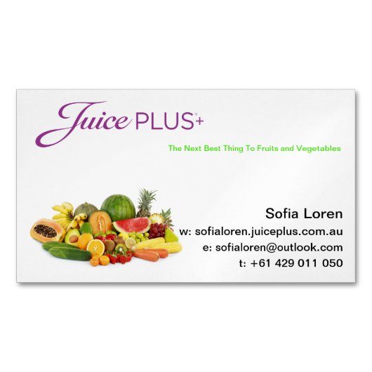 JP+ 磁石の新鮮な果物の紫色のロゴ(カスタマイズ) マグネット名刺 (正面)