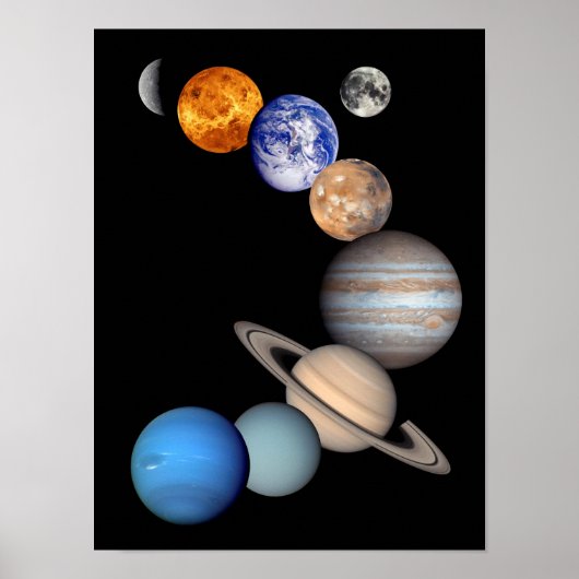 JPL惑星写真の太陽系モンタージュ ポスター (正面)