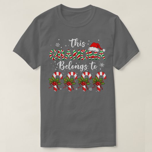 Jqqlおばあちゃんサンタハットクリスマスメリークリスマスキャンディ Tシャツ (デザイン正面)