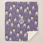 JRT PRTテリア犬のテニスボールのパターン紫 シェルパブランケット (正面)