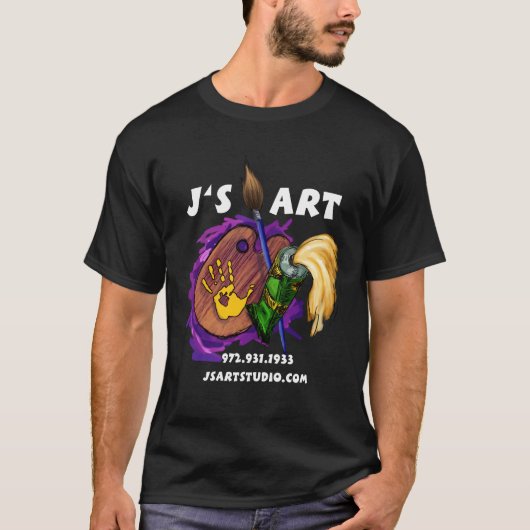 Jsの芸術のスタジオの黒のTシャツ Tシャツ (正面)