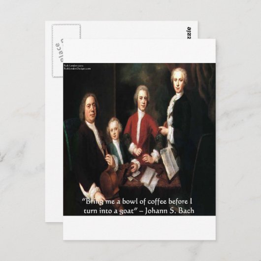 JSバッハのグラフィックおもしろい&コーヒー引用文ギフト&カード ポストカード (正面/裏面)