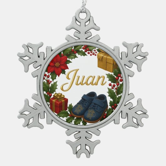 Juan Baby’s First Christmas Snowflake Ornament スノーフレークピューターオーナメント (正面)