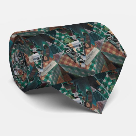 Juan Grisによる市松模様にテーブルクロスの静物生活 ネクタイ (ロール)