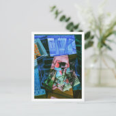 Juan Grisによる窓の前の静物詩 ポストカード (スタンド正面)